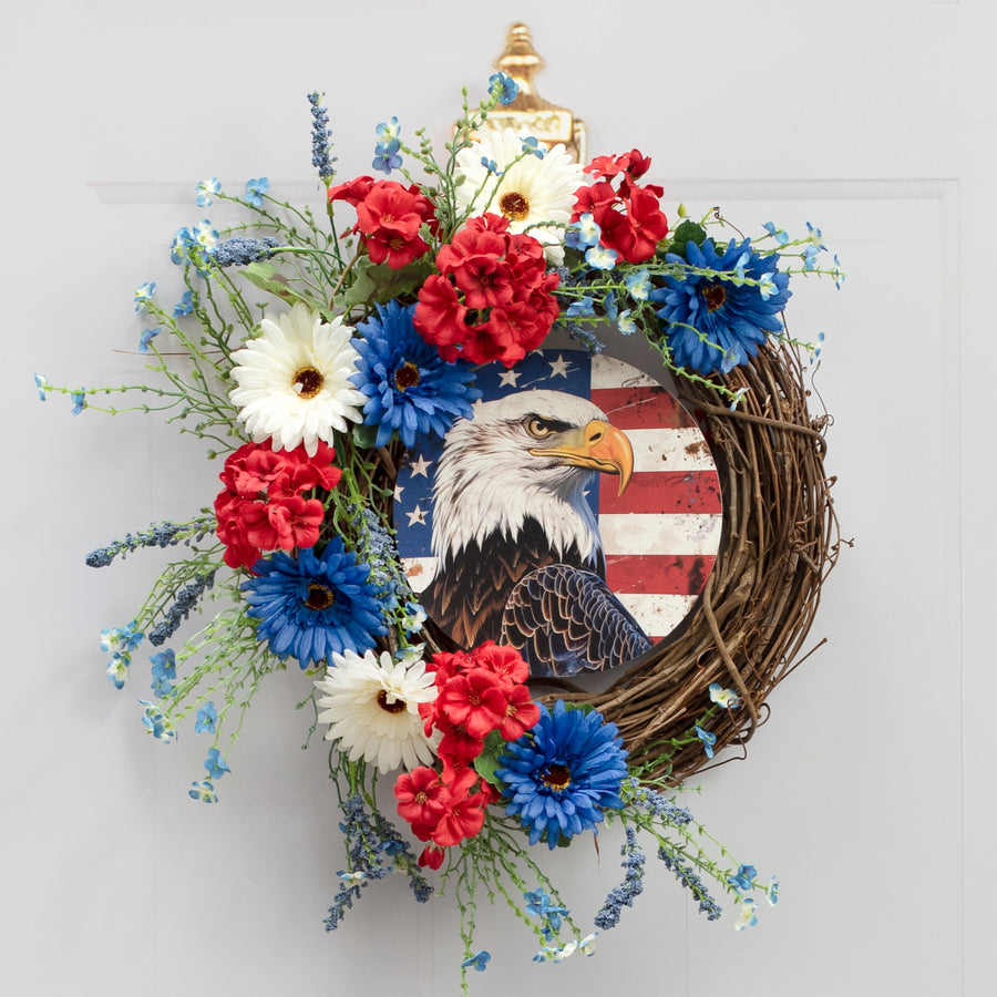 8.5" Round Waterproof Accent: American Flag Eagle Lifestyle Photo