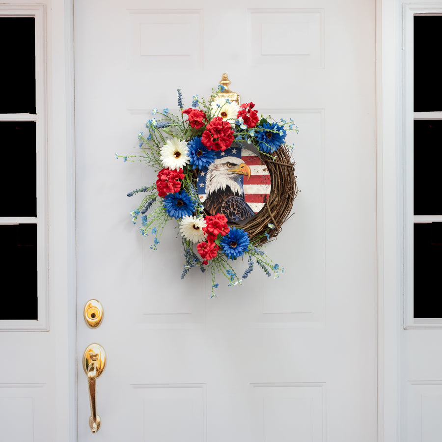 8.5" Round Waterproof Accent: American Flag Eagle detail photo 4