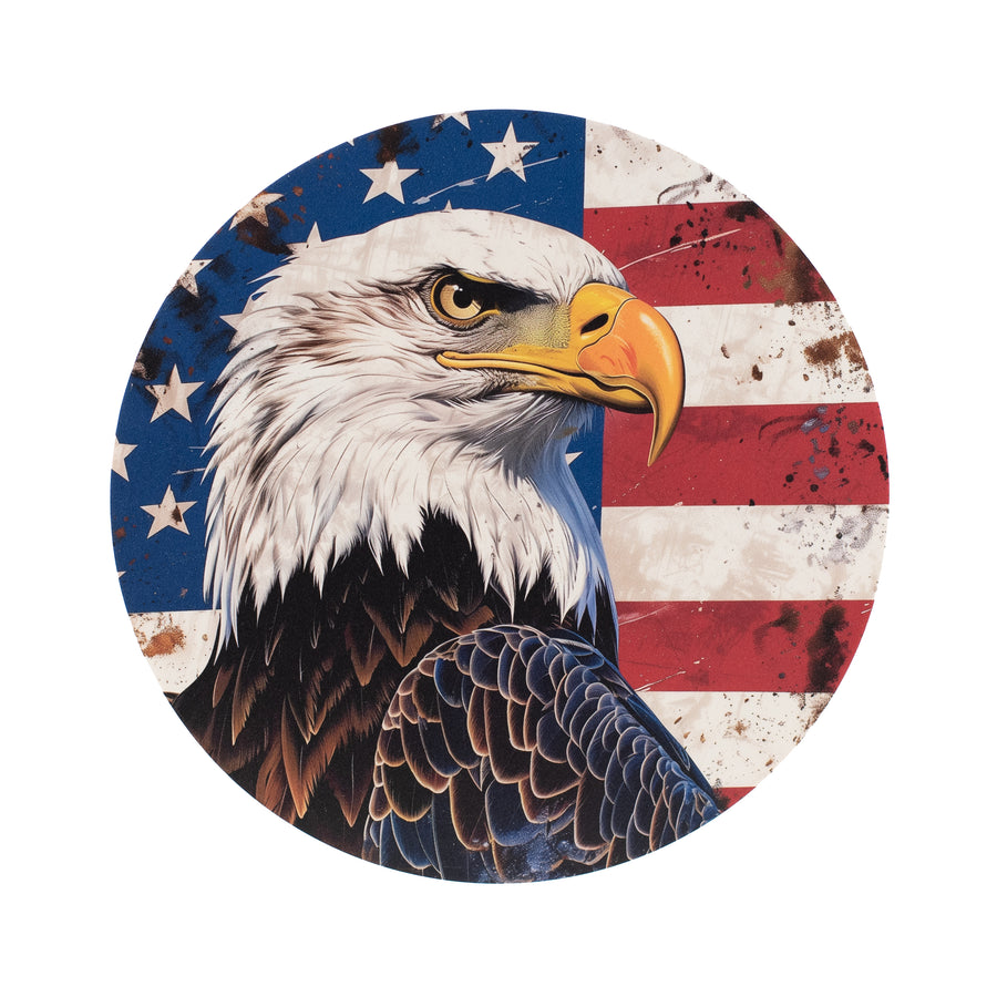 8.5" Round Waterproof Accent: American Flag Eagle Item Number: CD1117NH