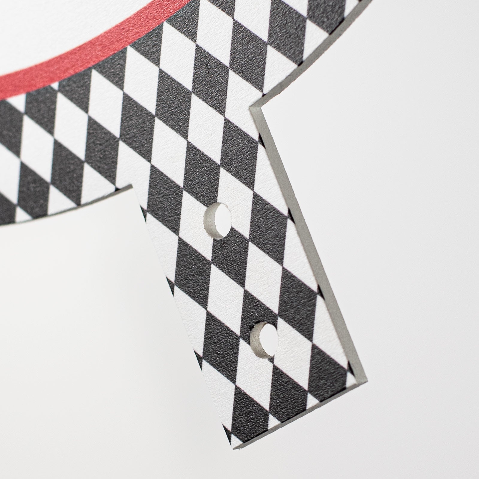 14" Round Waterproof BowTie Sign™: Hello Valentine Harlequin detail photo 3