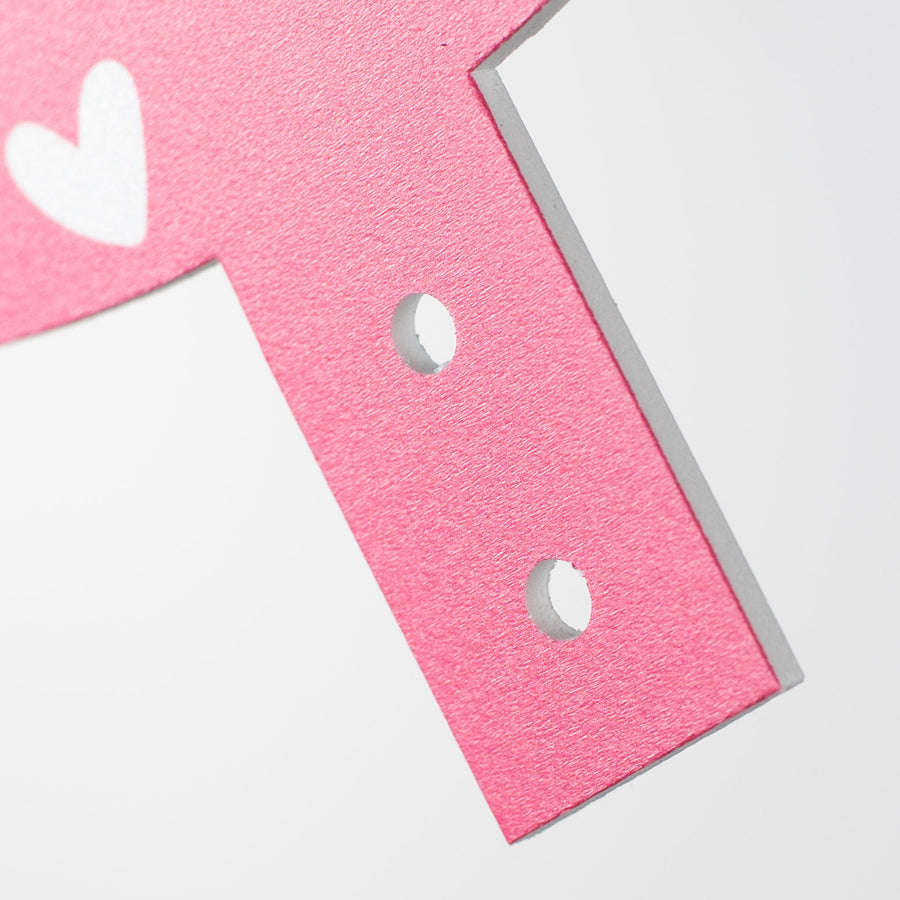 12" Round Waterproof BowTie Sign™: Pink Hearts Hello Valentine detail photo 3