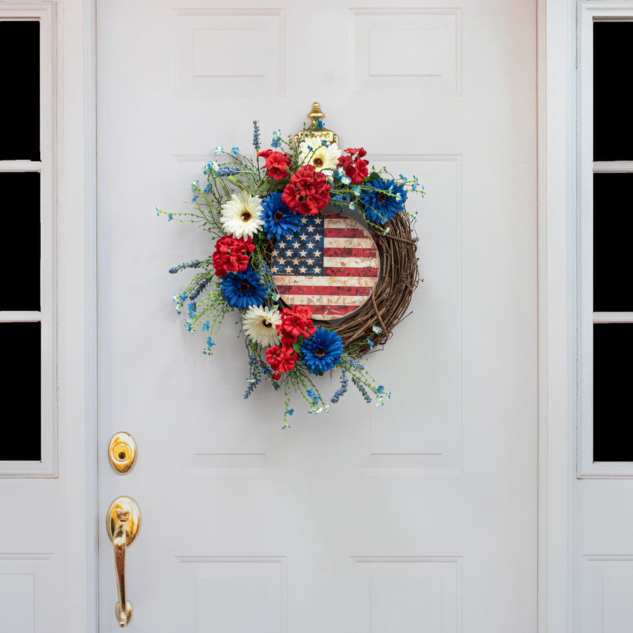 8.5" Round Waterproof Accent: Distressed American Flag detail photo 4