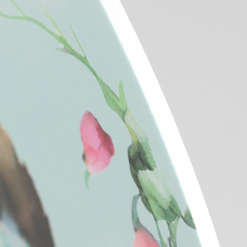 9.4" Round Waterproof Sign: Baby Hummingbird Welcome Blue detail photo 3