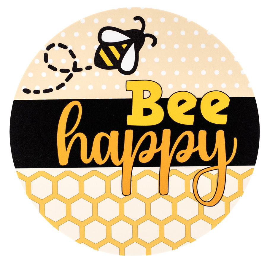 10.5" Round Waterproof Sign: Bee Happy Honeycomb Item Number: CD1145NH