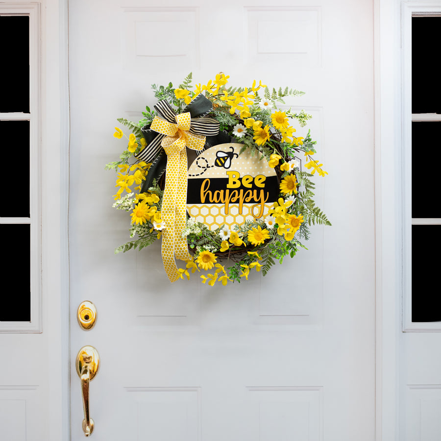 10.5" Round Waterproof Sign: Bee Happy Honeycomb detail photo 4