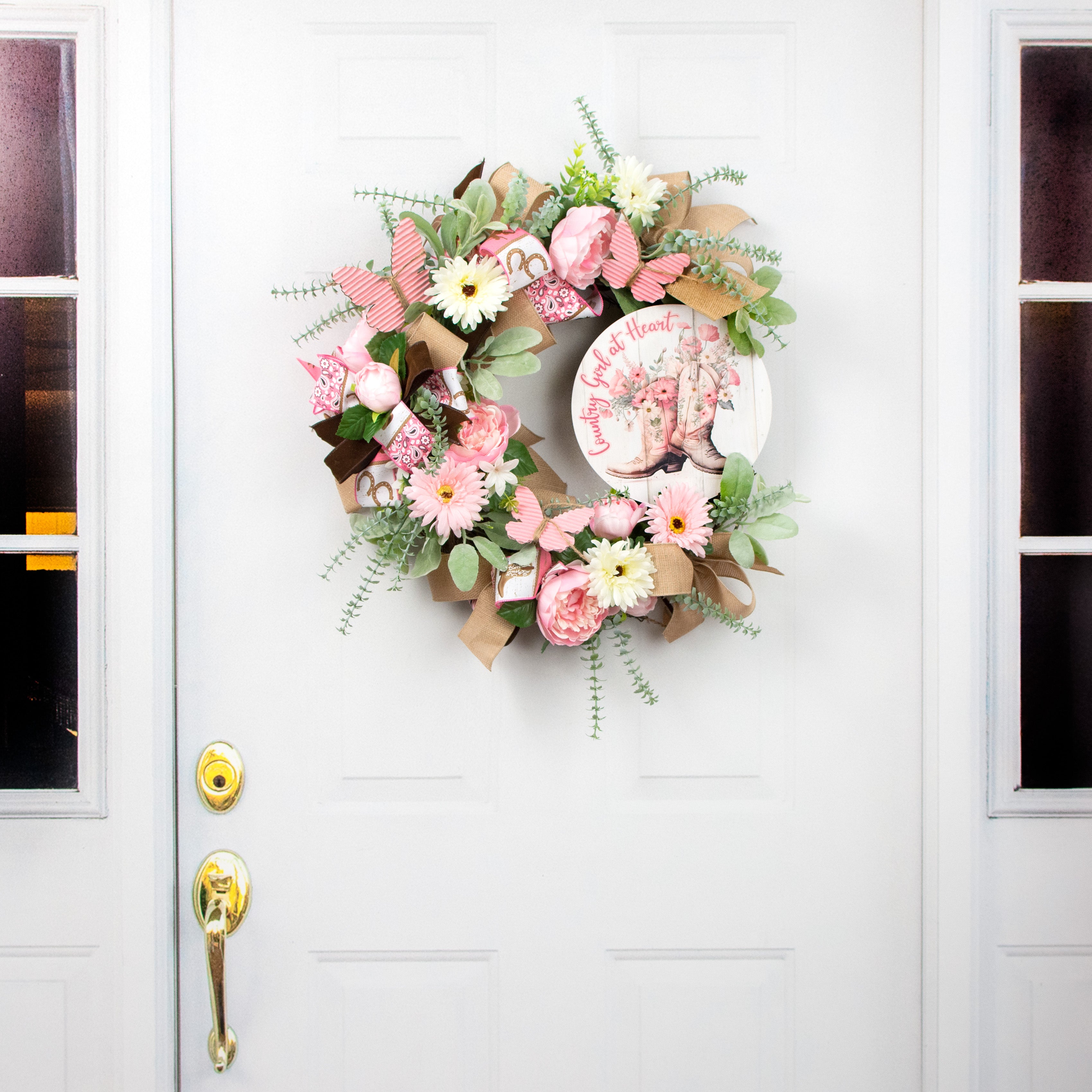 9.4" Round Waterproof Sign: Country Girl Pink Floral Cowboy Boots detail photo 4