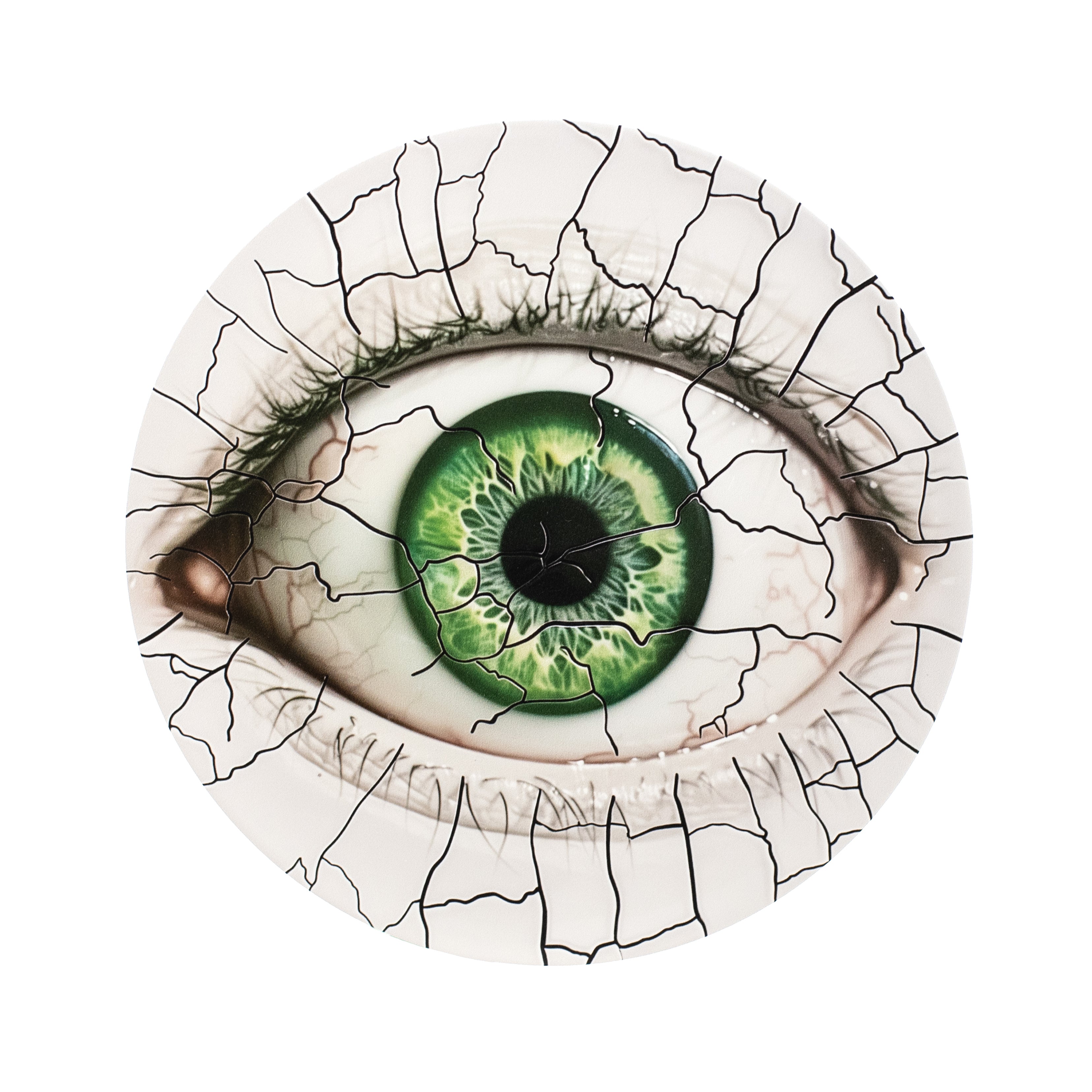 8.5" Round Waterproof Sign: Crackle Texture Creepy Eye Item Number: CD1136NH