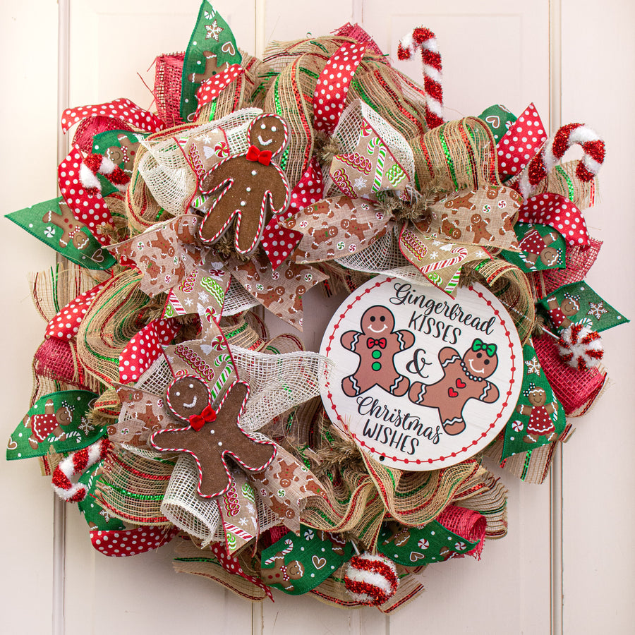 8.5" Round Waterproof Sign: Gingerbread Kisses Lifestyle Photo