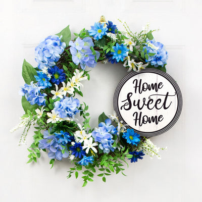 9.4" Round Waterproof Sign: Gingham Home Sweet Home Lifestyle Photo