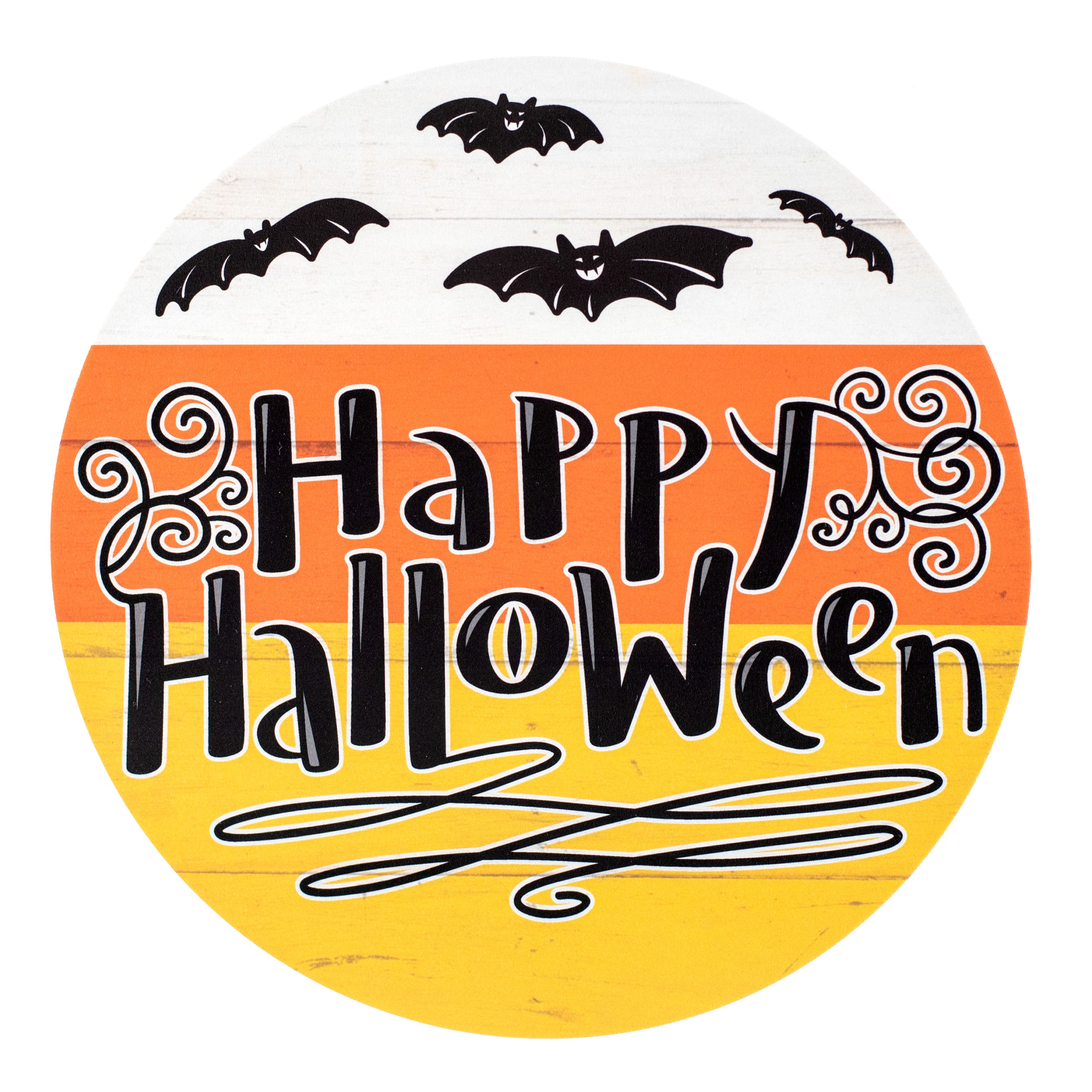 9.4" Round Waterproof Sign: Happy Halloween Candy Corn Item Number: CD1093NH