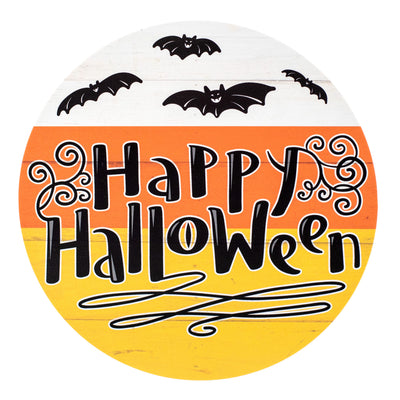 9.4" Round Waterproof Sign: Happy Halloween Candy Corn Item Number: CD1093NH