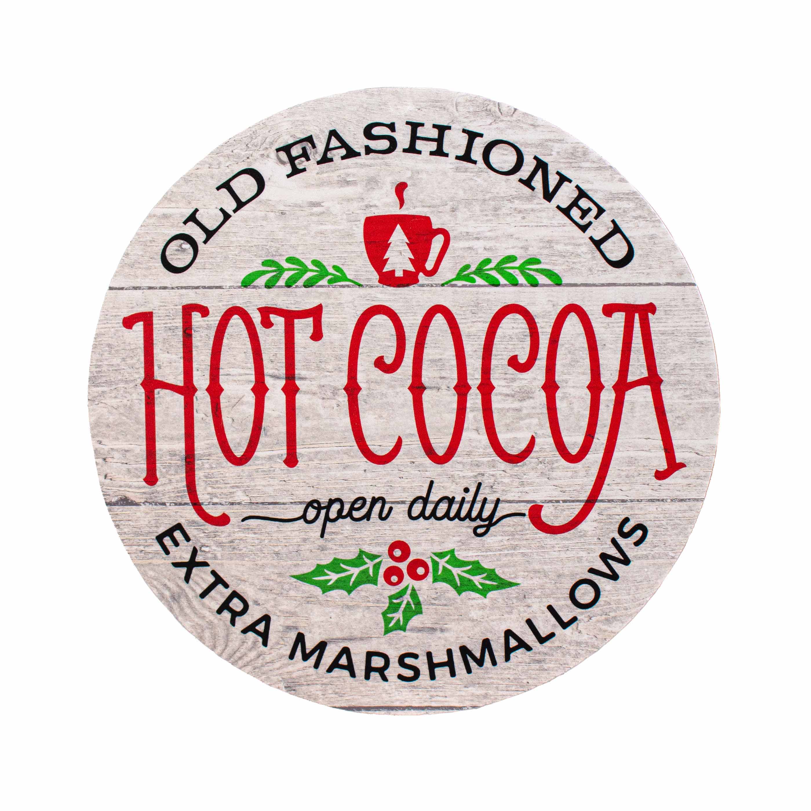 8.5" Round Waterproof Sign: Hot Cocoa