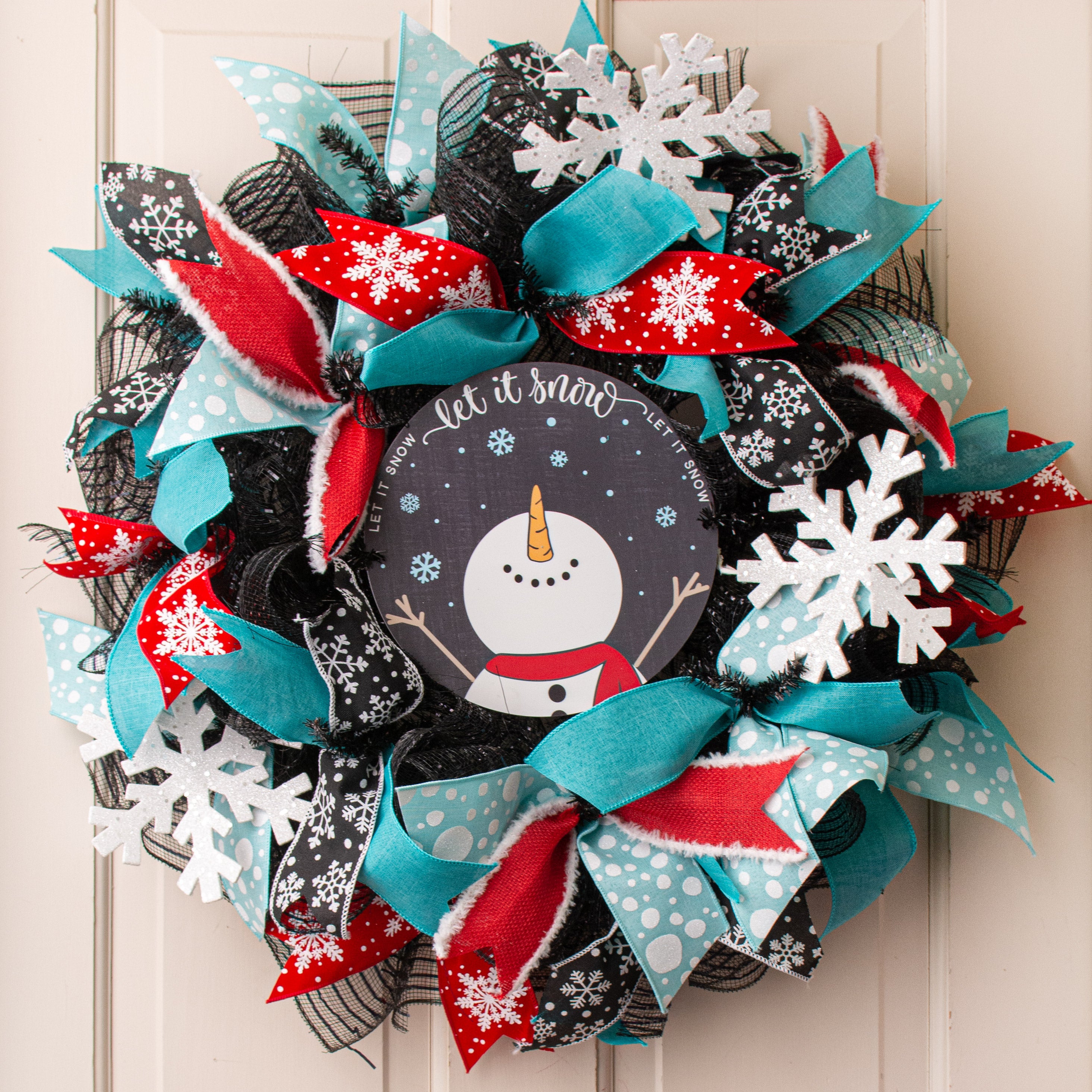 8.5" Round Waterproof Sign: Let It Snow Chalkboard Snowman Lifestyle Photo
