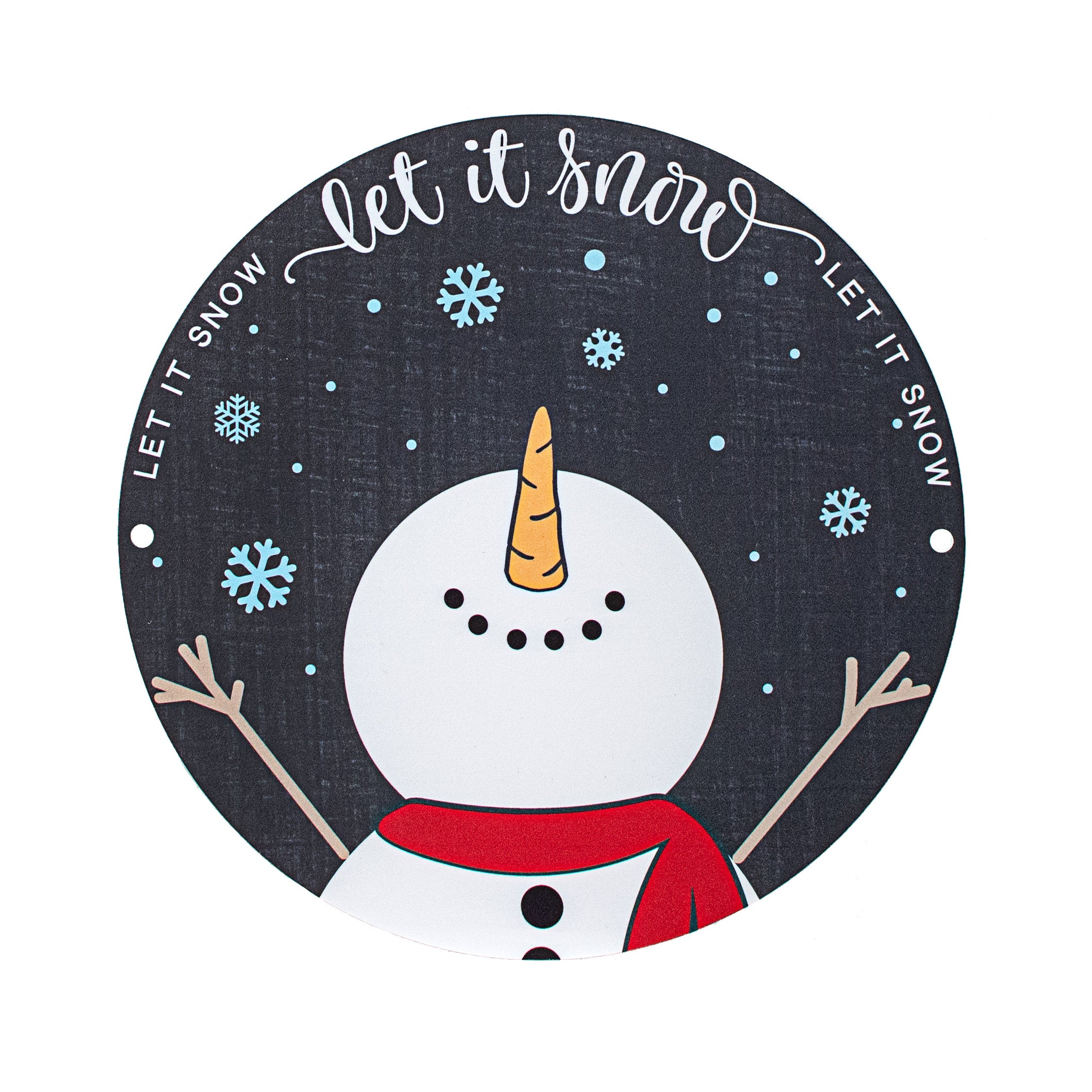 8.5" Round Waterproof Sign: Let It Snow Chalkboard Snowman Item Number: CD0855AP