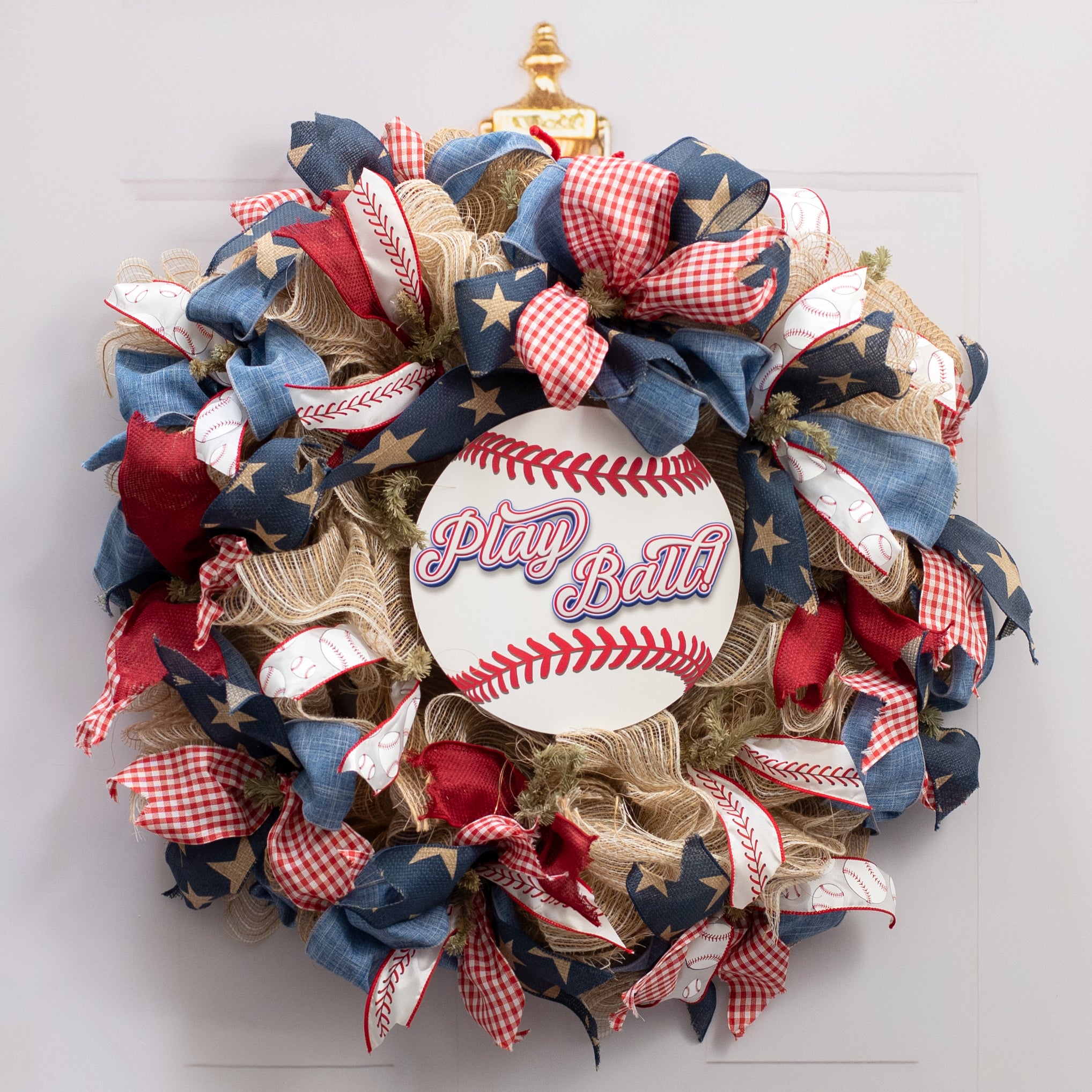 8.5" Round Waterproof Sign: Play Ball Baseball Lifestyle Photo