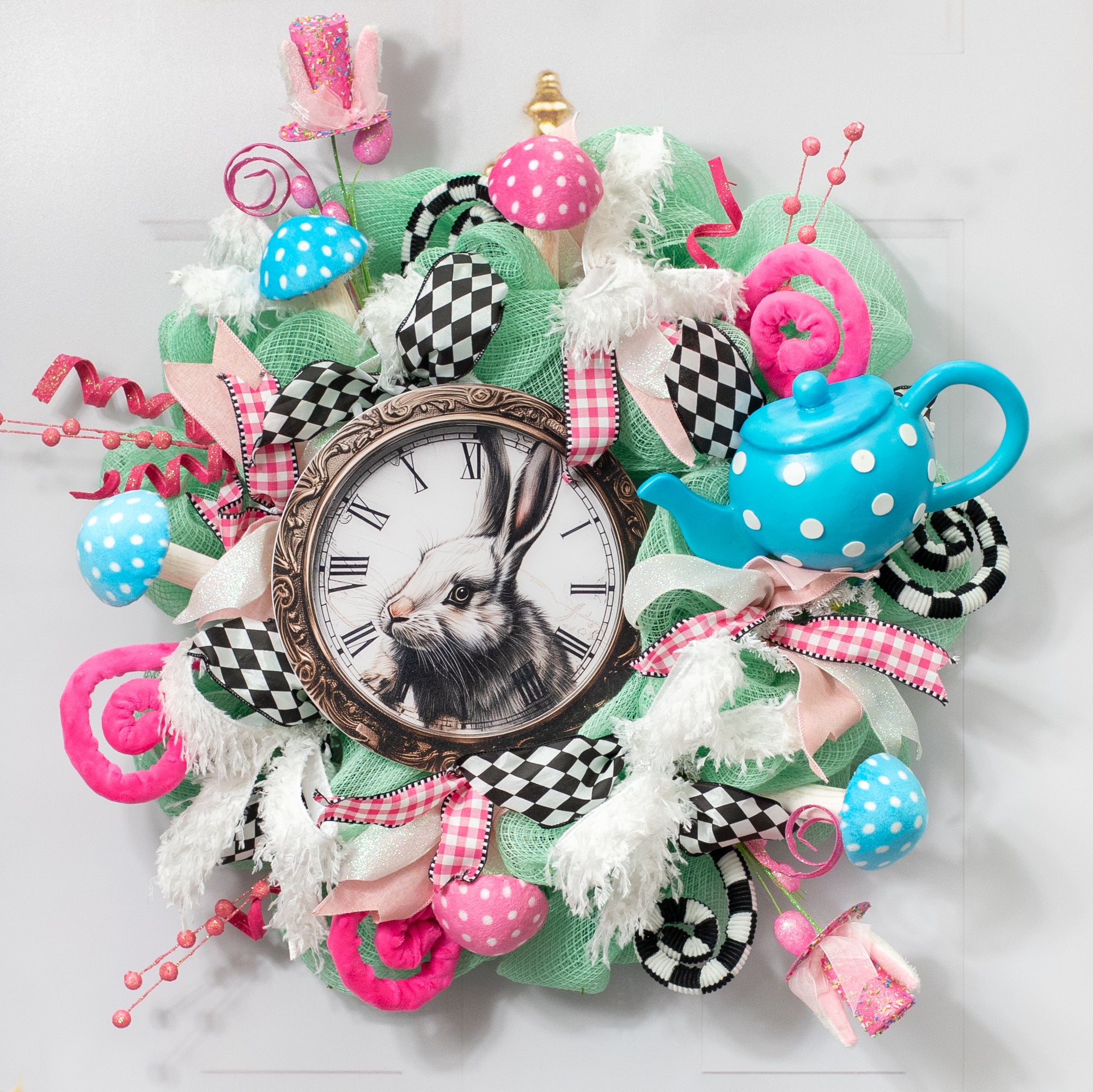 10.5" Round Waterproof Sign: Rabbit Pocketwatch Lifestyle Photo