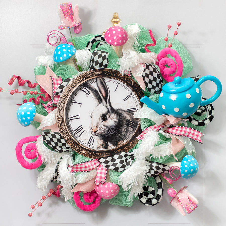 11.75" Round Waterproof Sign: Rabbit Pocketwatch Lifestyle Photo