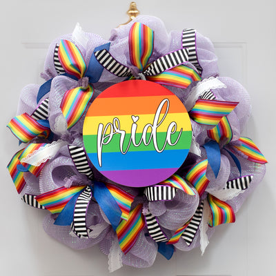 10.5" Round Waterproof Accent Sign: Rainbow Pride Flag Lifestyle Photo