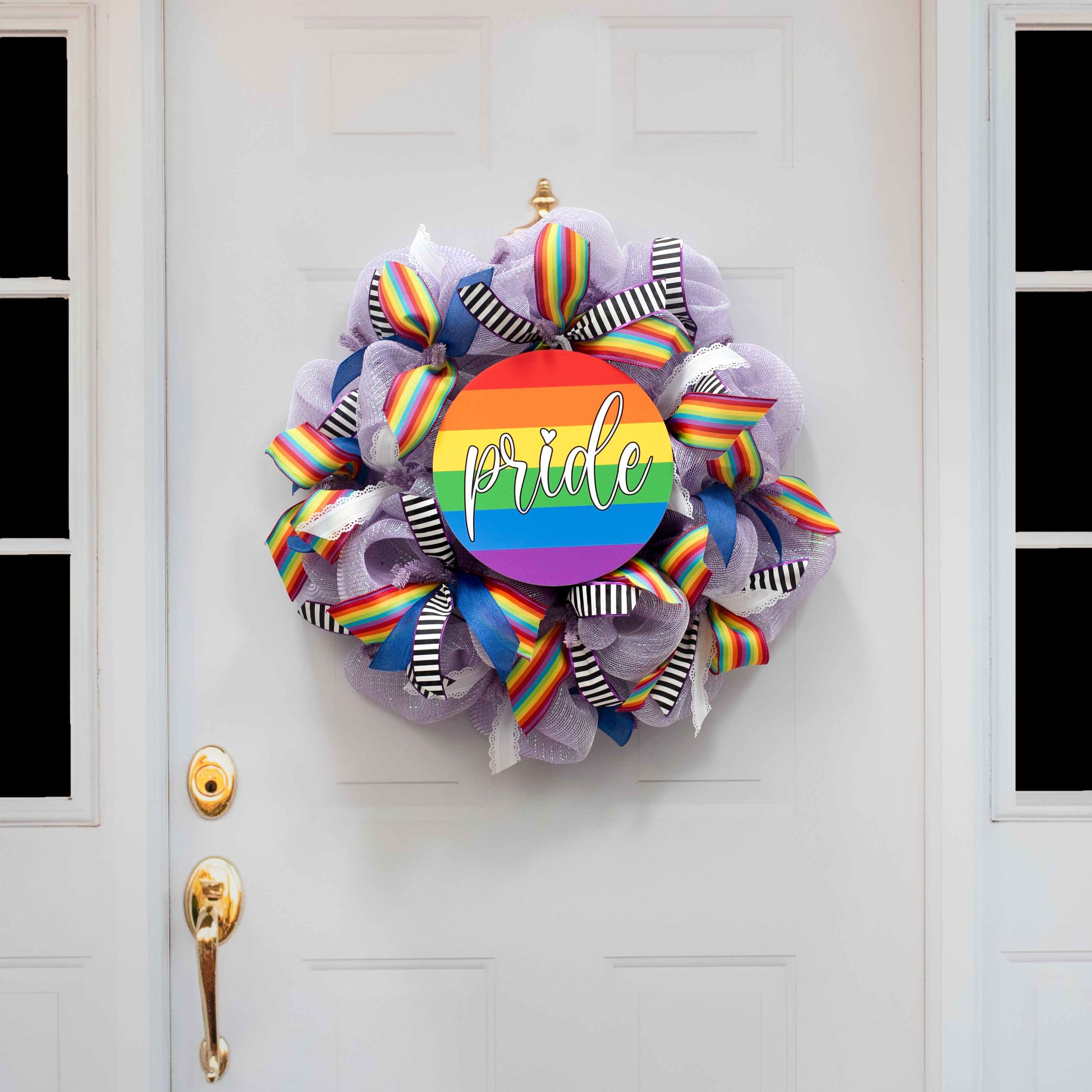 10.5" Round Waterproof Accent Sign: Rainbow Pride Flag detail photo 4