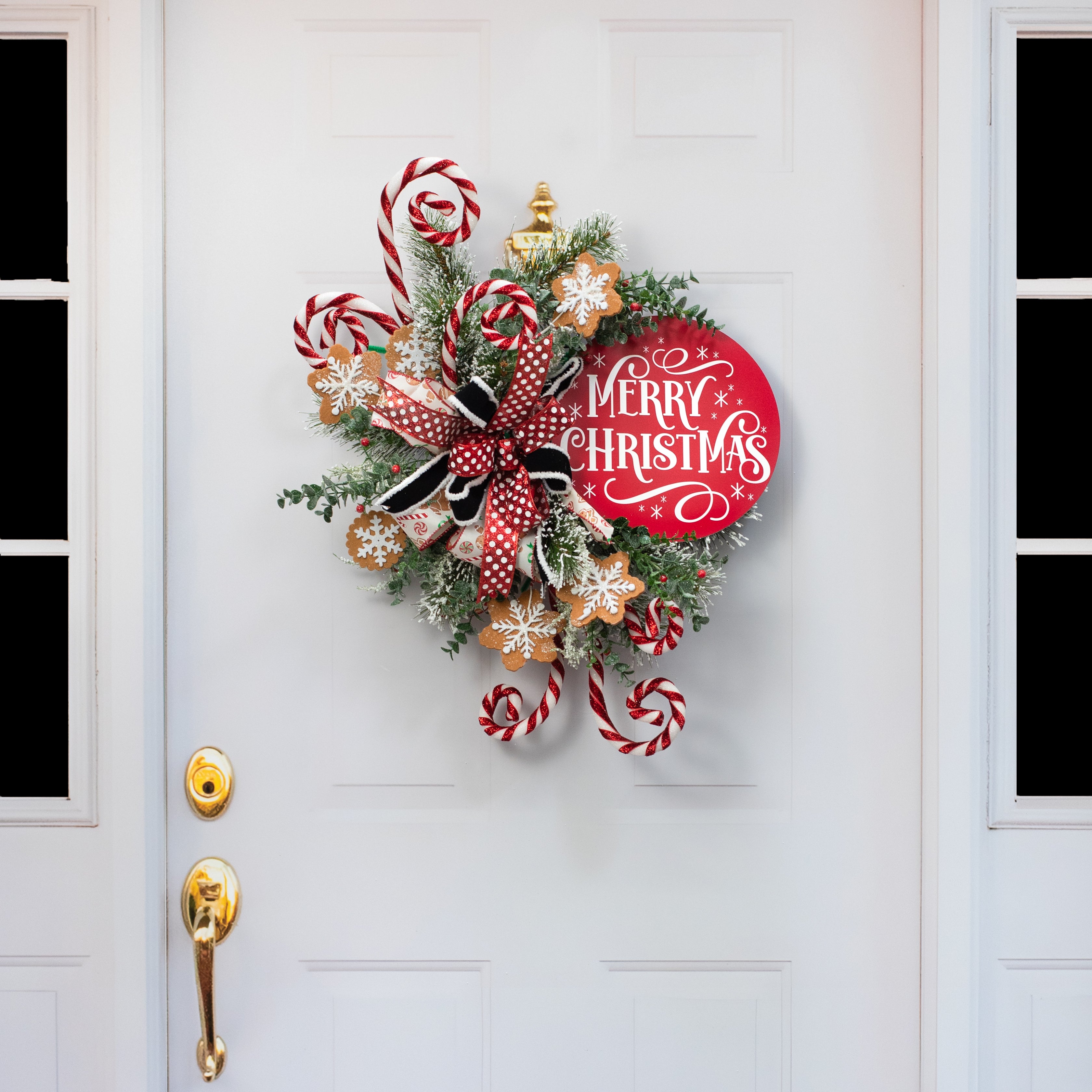 10.5" Round Waterproof Sign: Red & White Merry Christmas detail photo 4