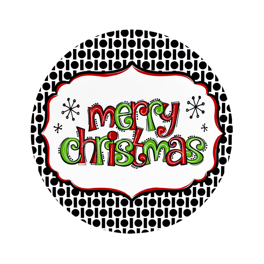 8.5" Round Waterproof Sign: Retro Merry Christmas Item Number: CD1163NH