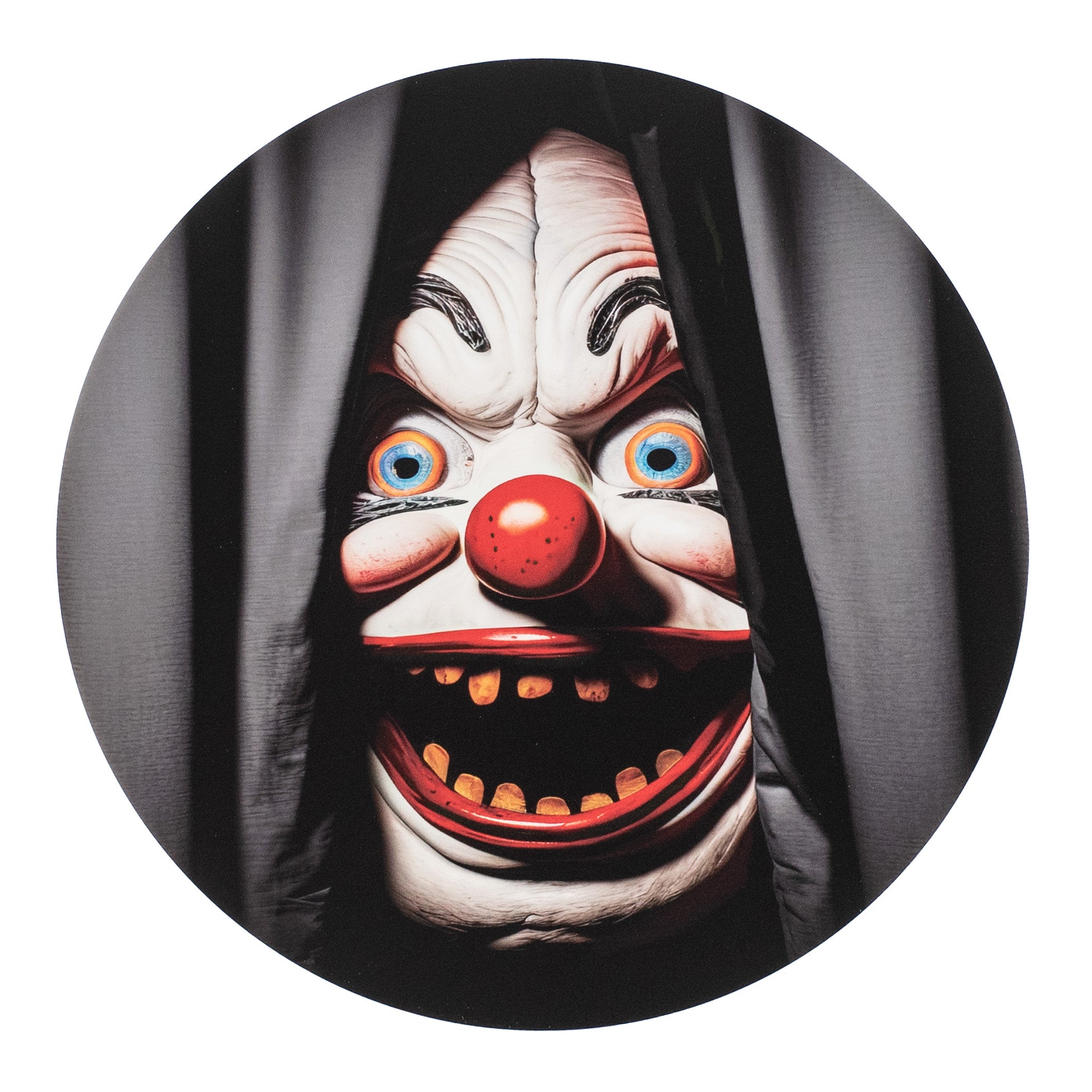 9.4" Round Waterproof Sign: Scary Peeking Clown Item Number: CD1039NH