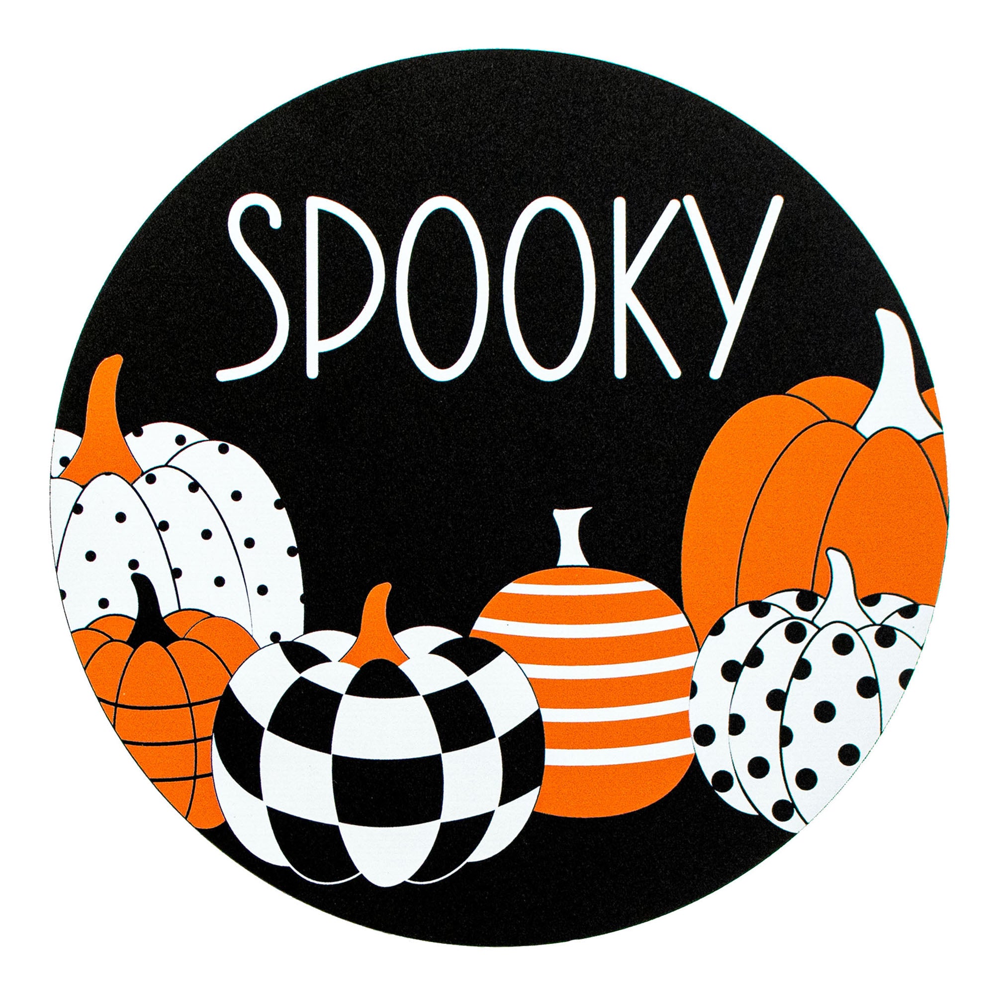9.4" Round Waterproof Sign: Spooky Pattern Pumpkins Item Number: CD0961NH