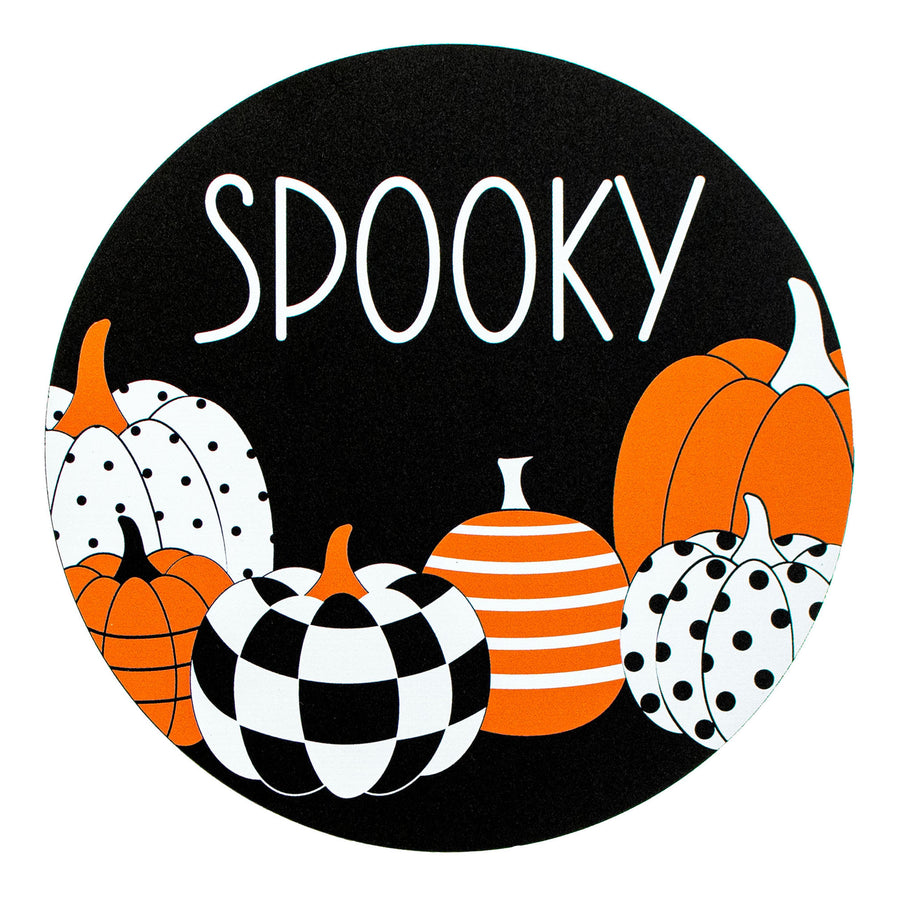 9.4" Round Waterproof Sign: Spooky Pattern Pumpkins Item Number: CD0961NH