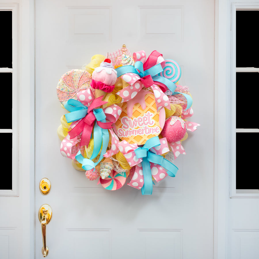 10.5" Round Waterproof Accent Sign: Sweet Summertime Ice Cream Cone detail photo 4