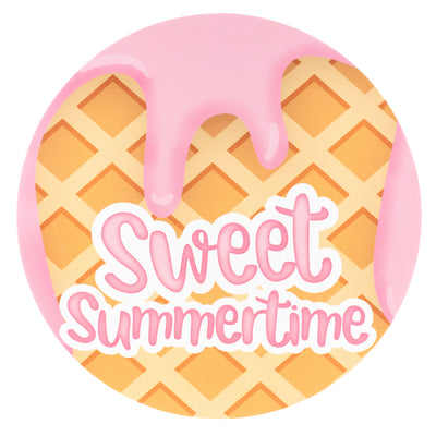 10.5" Round Waterproof Accent Sign: Sweet Summertime Ice Cream Cone Item Number: CD1177NH