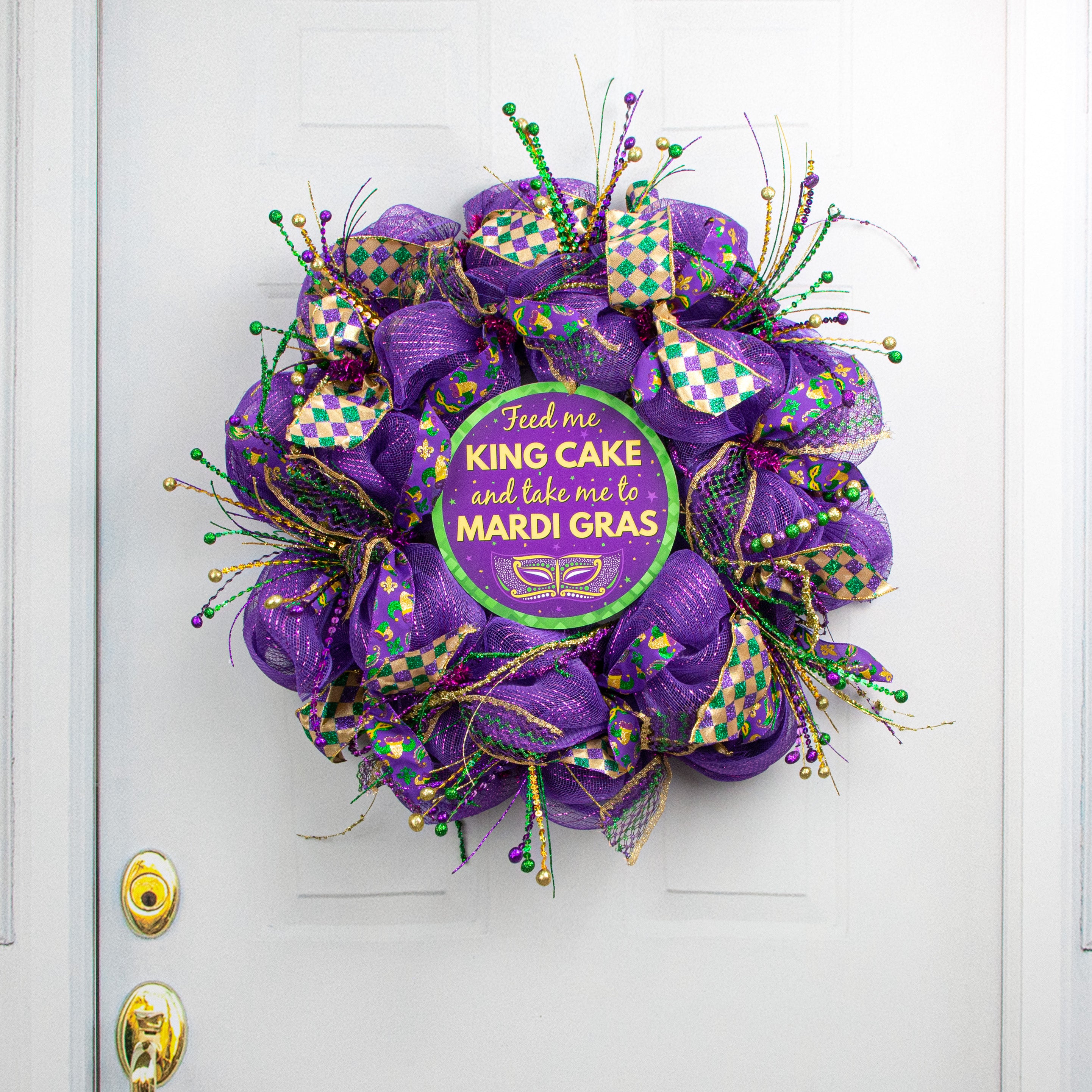 9.4" Round Waterproof Sign: Take Me To Mardi Gras Lifestyle Photo