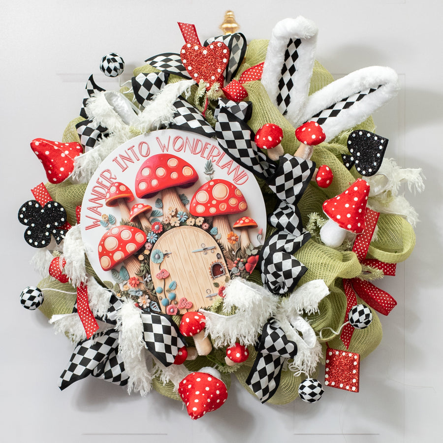 11.75" Round Waterproof Sign: Wander into Wonderland Lifestyle Photo