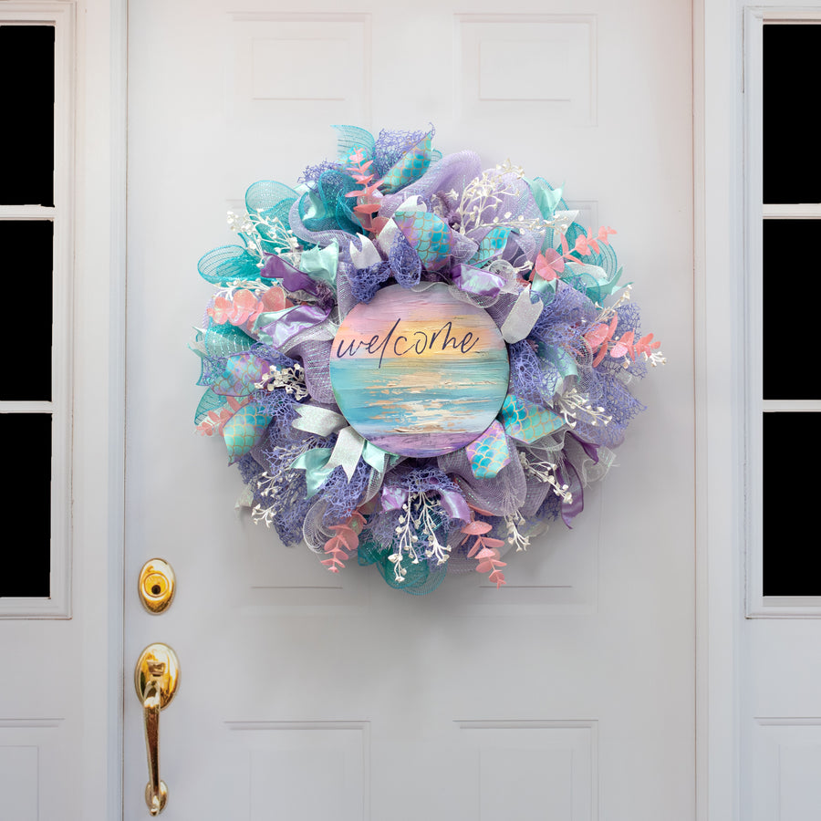 10.5" Round Waterproof Sign: Welcome Painted Beach Sunset detail photo 4