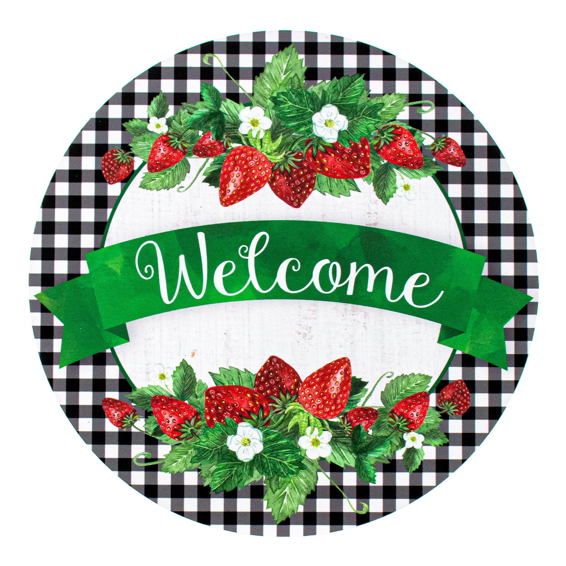 9.4" Round Waterproof Sign: Welcome Strawberry Item Number: CD0939NH