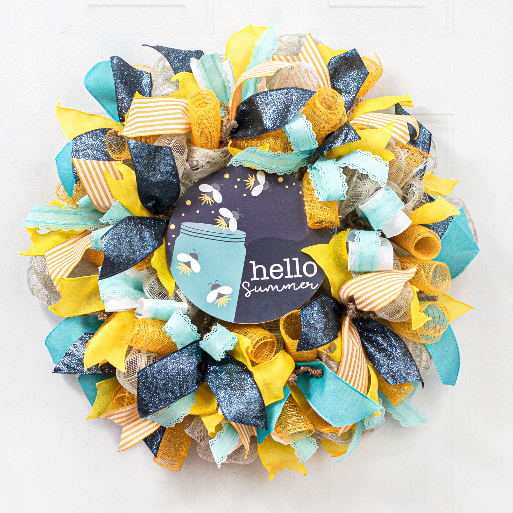9.4" Round Waterproof Sign: Welcome Summer Fireflies Lifestyle Photo