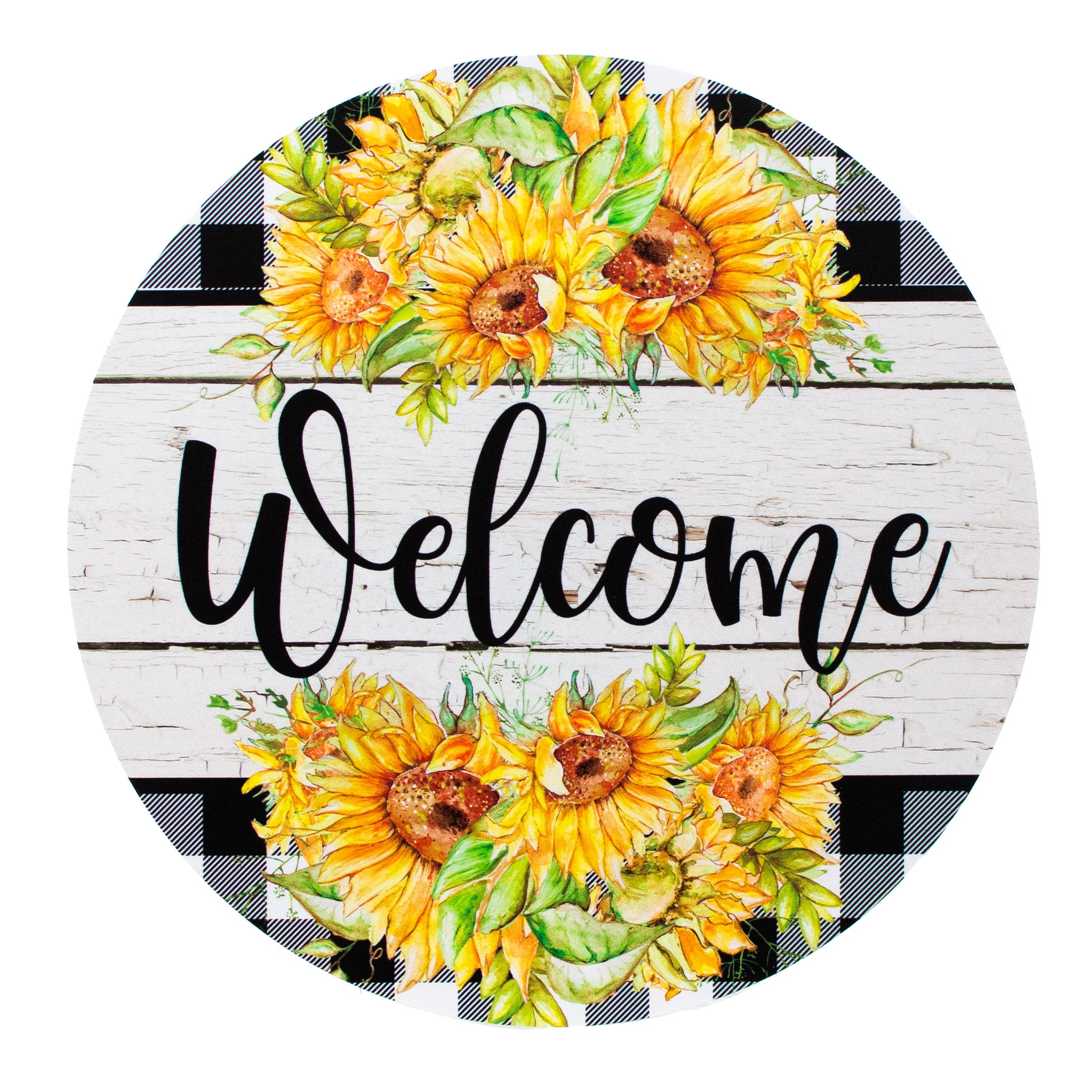 9.4" Round Waterproof Sign: Welcome Sunflowers Item Number: CD0918NH