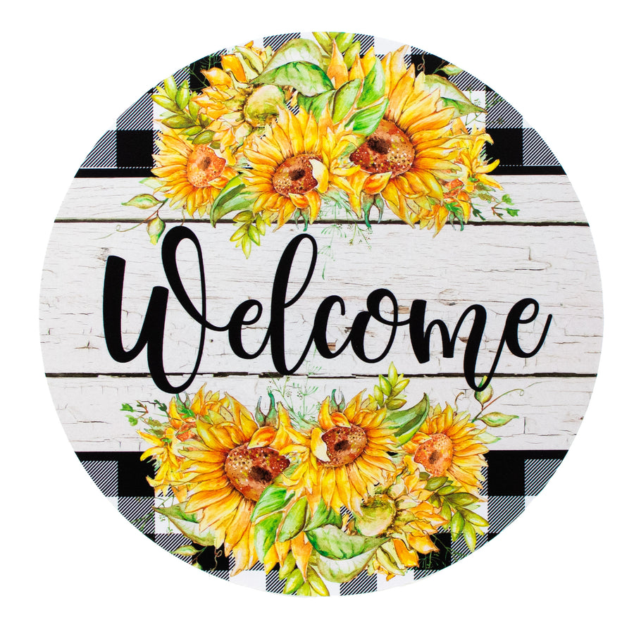 9.4" Round Waterproof Sign: Welcome Sunflowers Item Number: CD0918NH