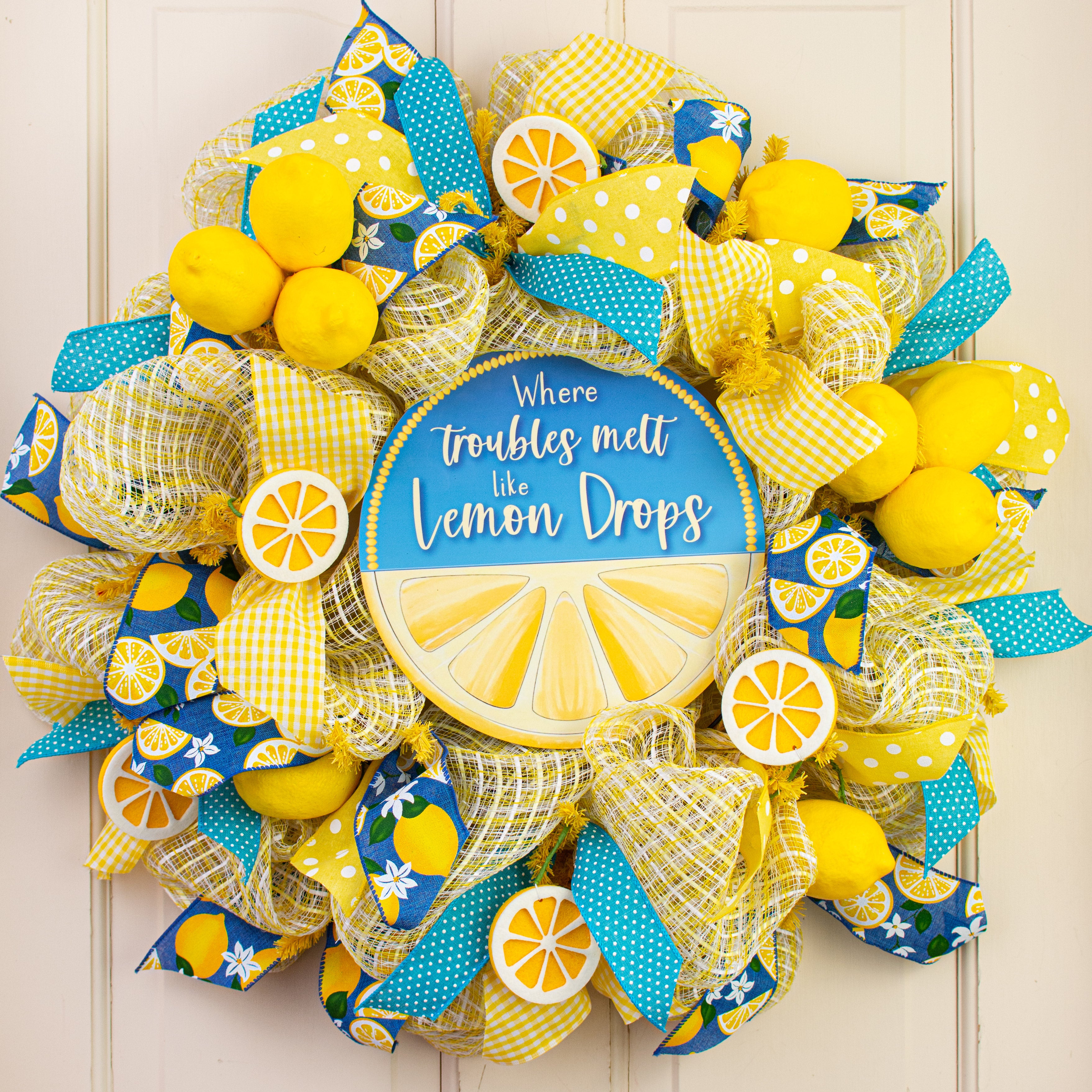 9.4" Round Waterproof Sign: Where Troubles Melt Like Lemon Drops Lifestyle Photo