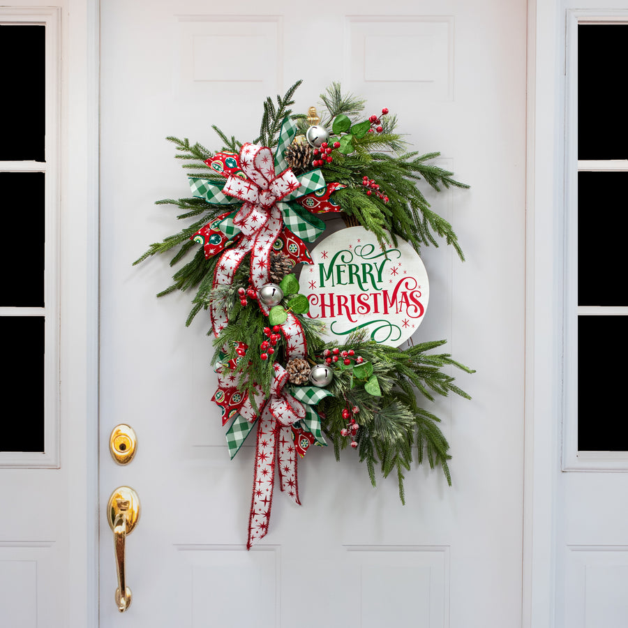 10.5" Round Waterproof Sign: White Wood Merry Christmas detail photo 4