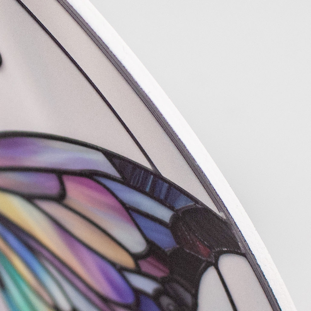 8.5" Round Waterproof Accent: Stained Glass Butterfly Lavender detail photo 3