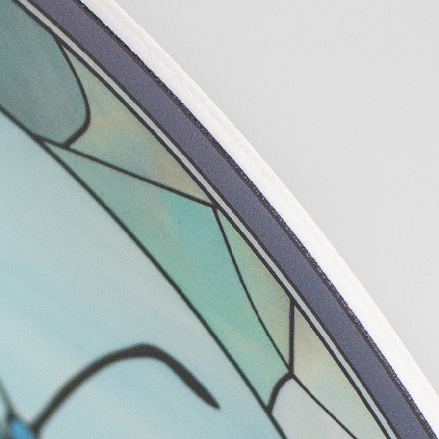 8.5" Round Waterproof Accent: Stained Glass Butterfly Teal detail photo 3
