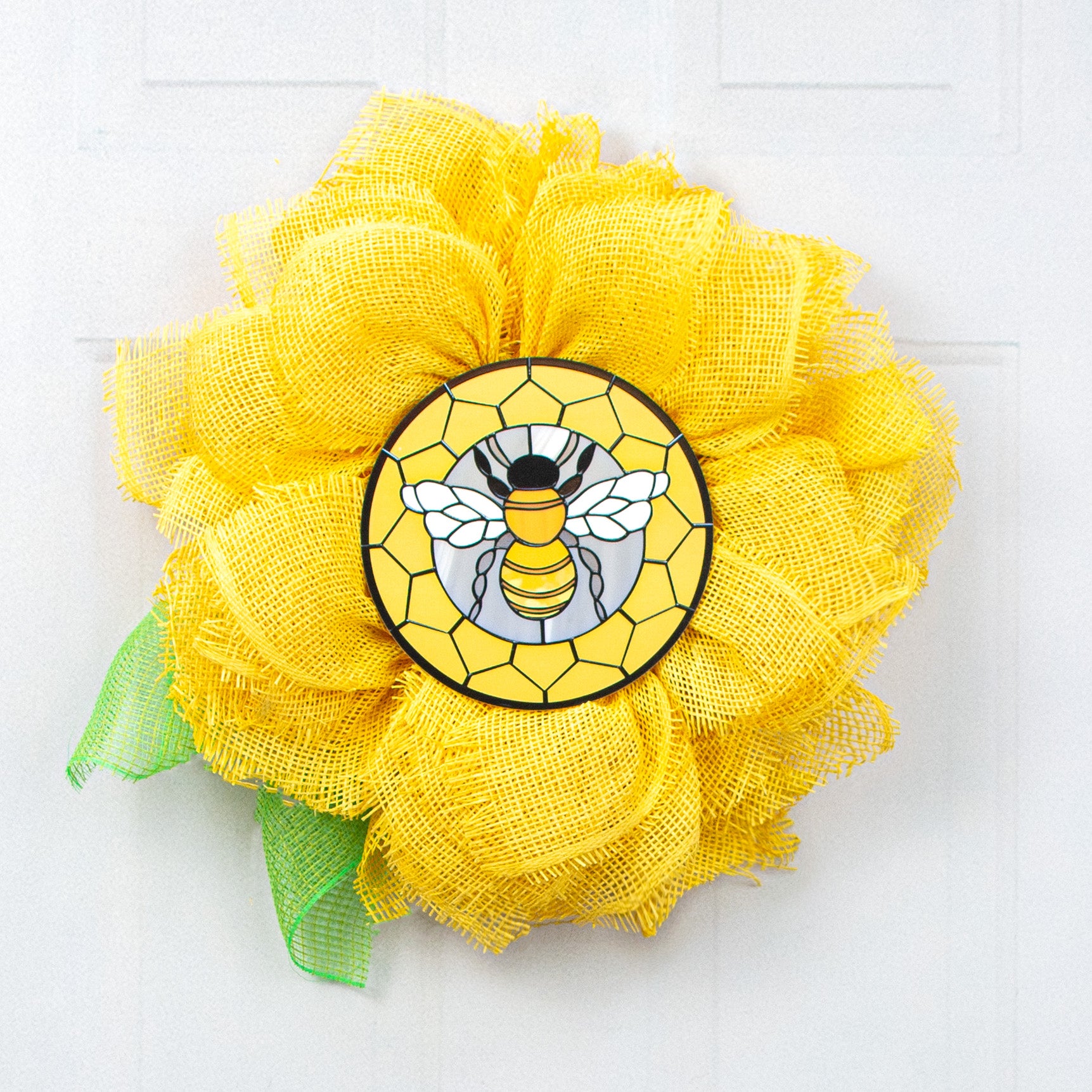 8.5" Round Waterproof Accent: Stained Glass Honey Bee Lifestyle Photo