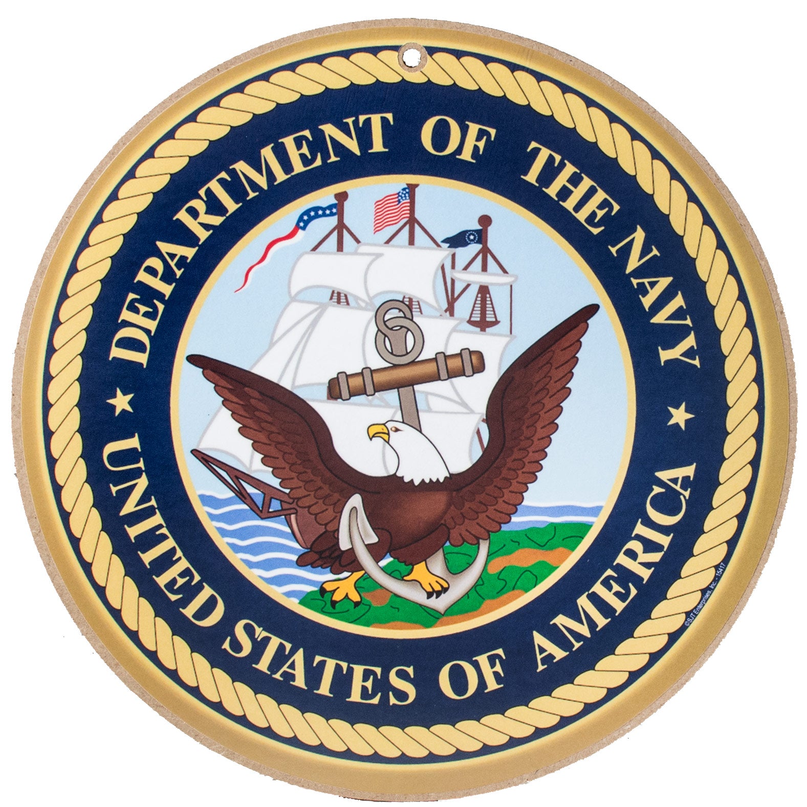10" Round Wooden Sign: Navy Item Number: 15417