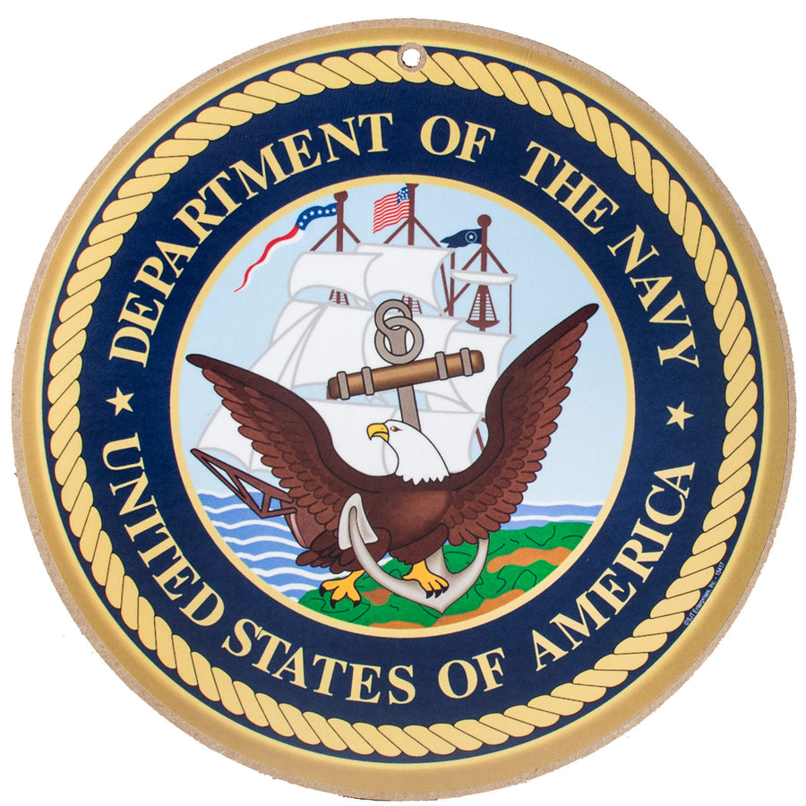 10" Round Wooden Sign: Navy Item Number: 15417