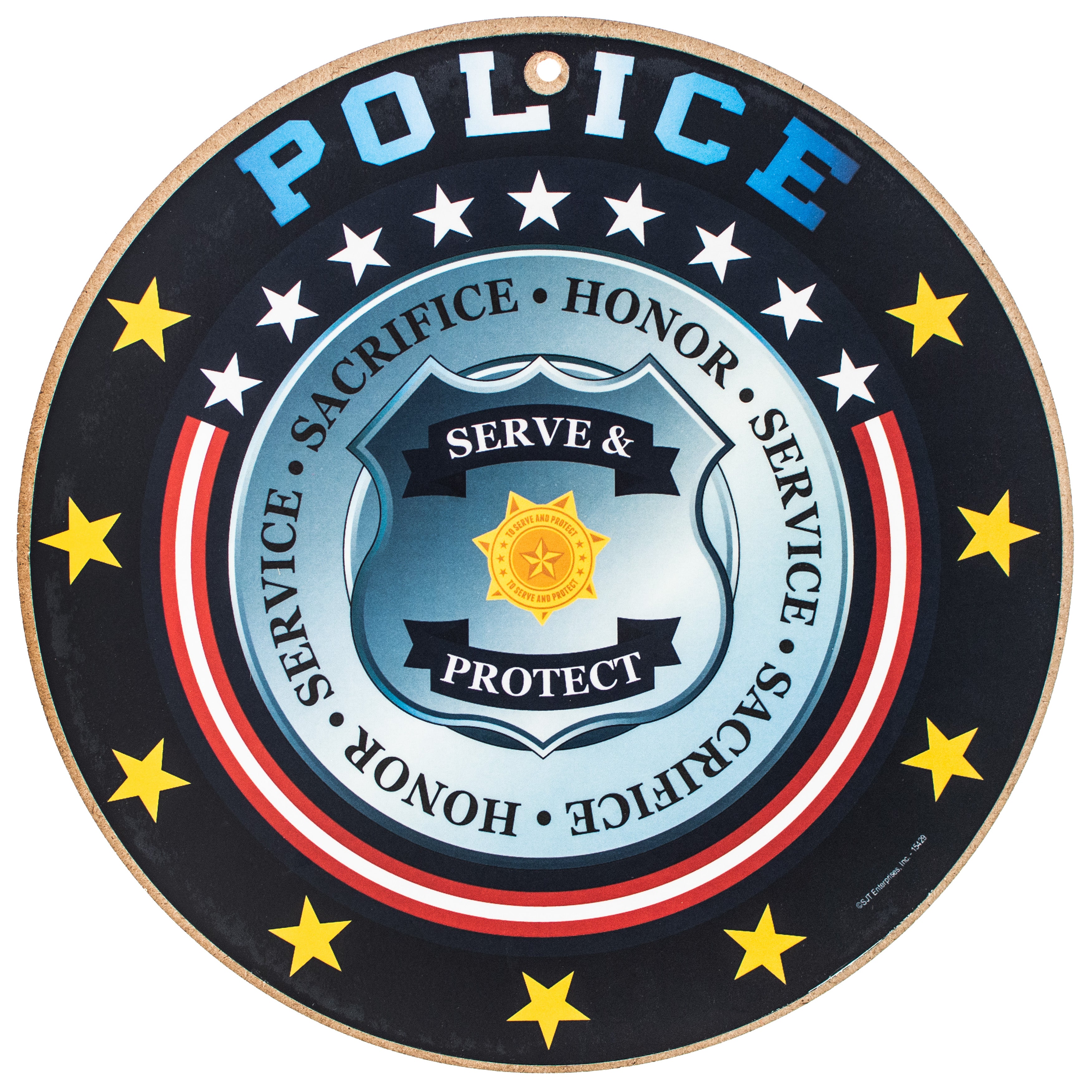 10" Round Wooden Sign: Police Item Number: 15429