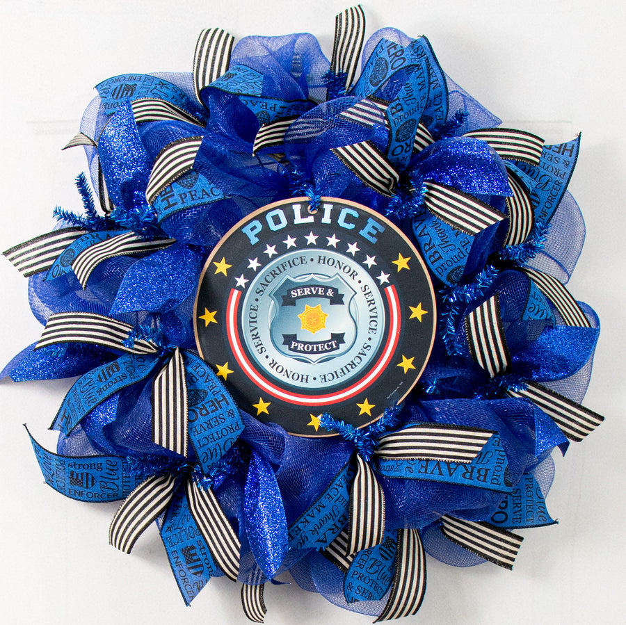 10" Round Wooden Sign: Police Lifestyle Photo