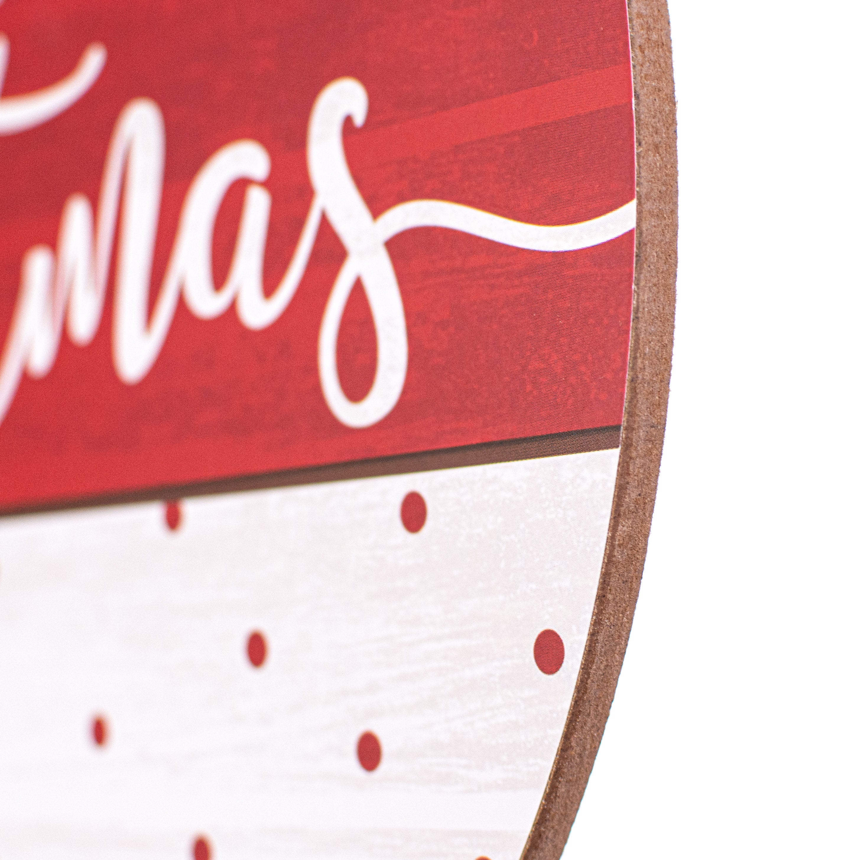 10" Round Wooden Sign: Rustic Merry Christmas detail photo 3