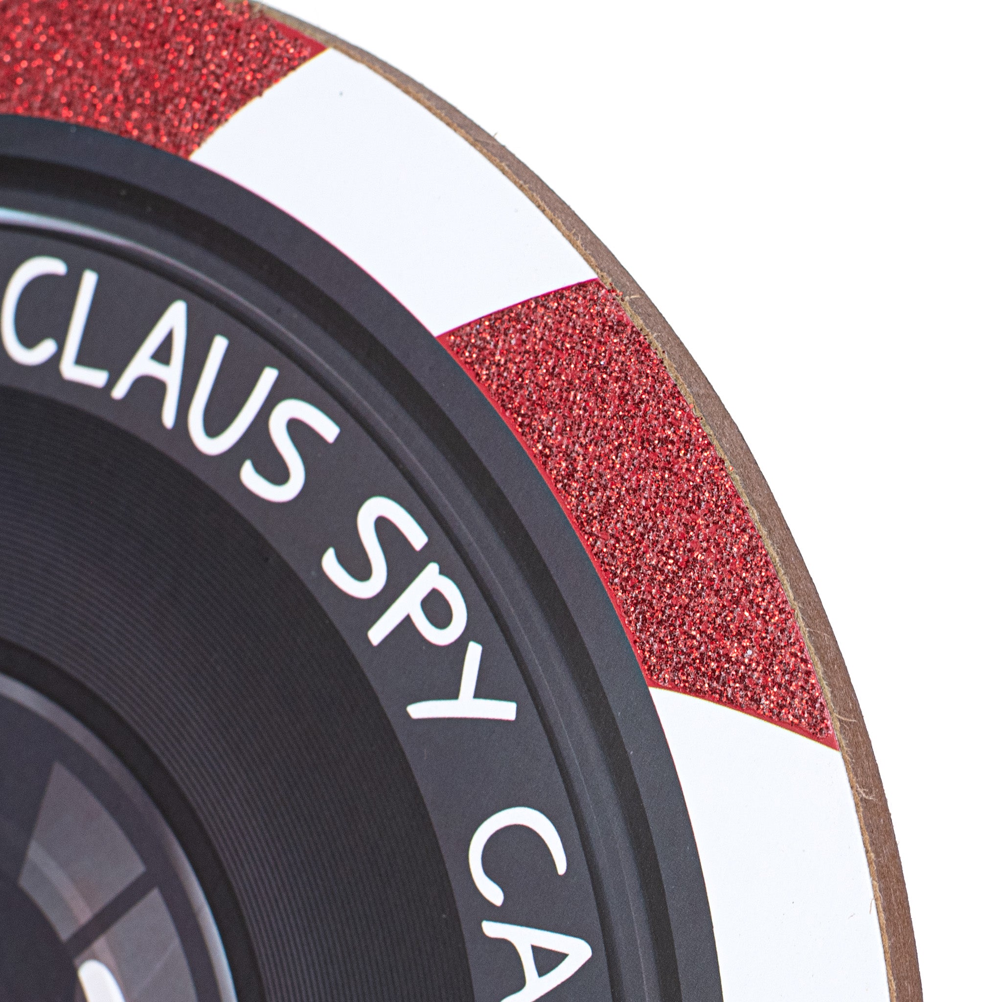 10.5" Round Wooden Sign: Santa Claus Spy Cam detail photo 3