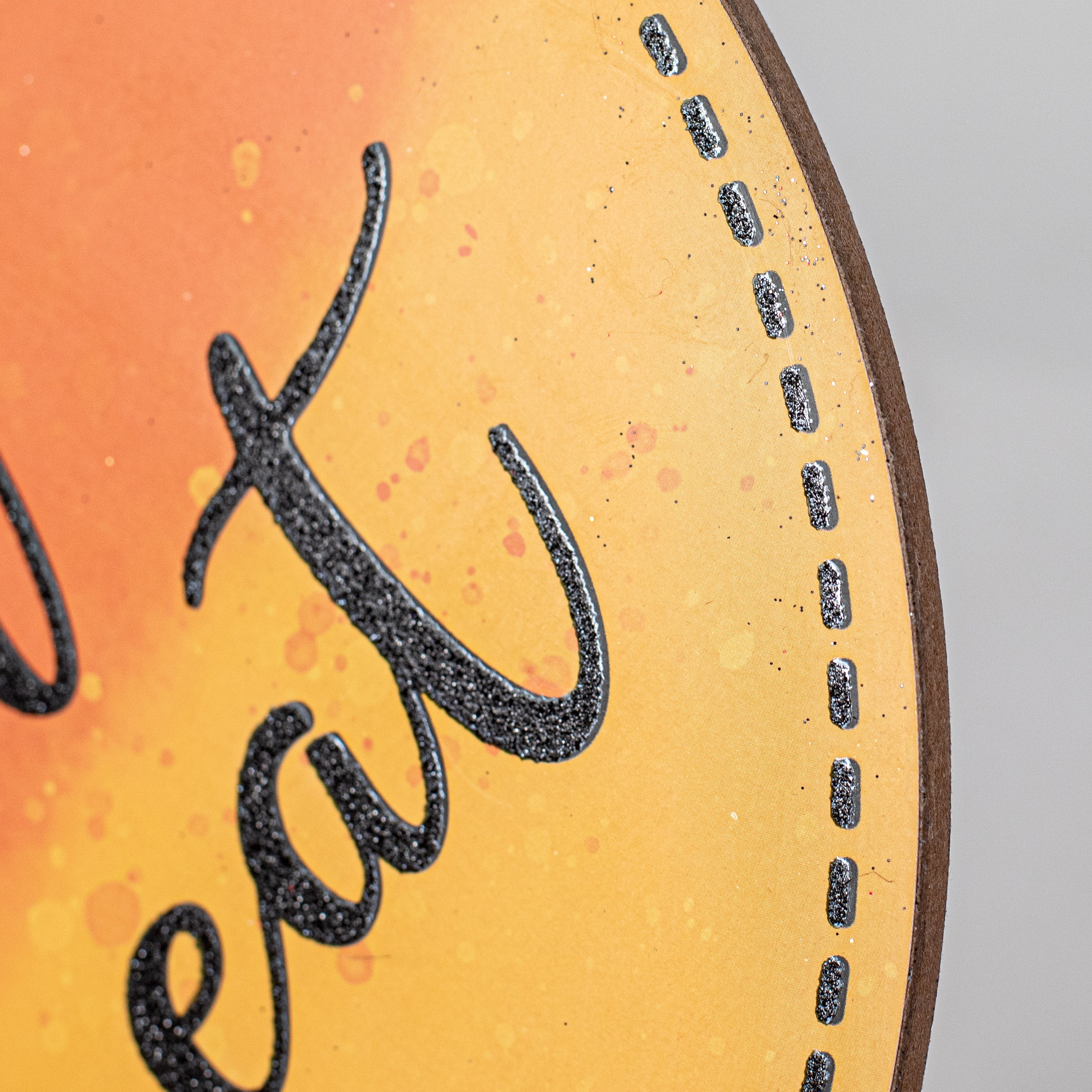 10" Round Wooden Sign: Trick Or Treat Candy Corn detail photo 3