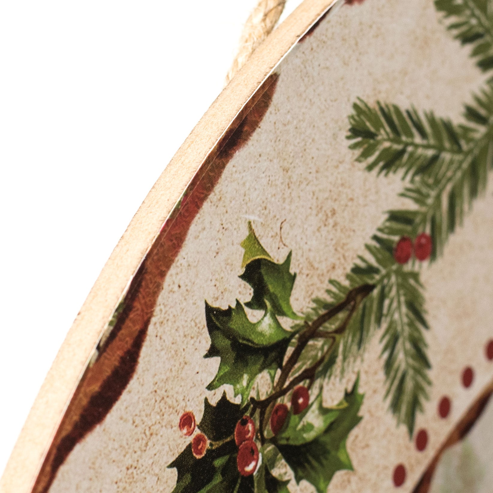 15" Round Wooden Sign: Vintage Santa detail photo 3